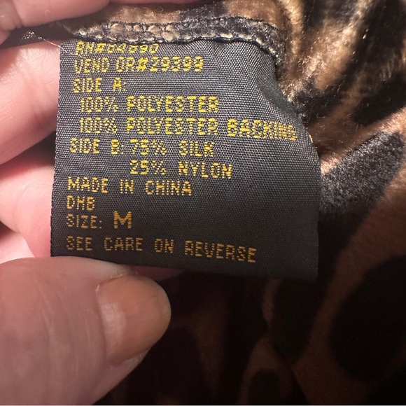 Vtg Haband Leopard Print Black Silk Pea Coat Size M 90's Mob Wife Glamour Wife - Picture 14 of 15